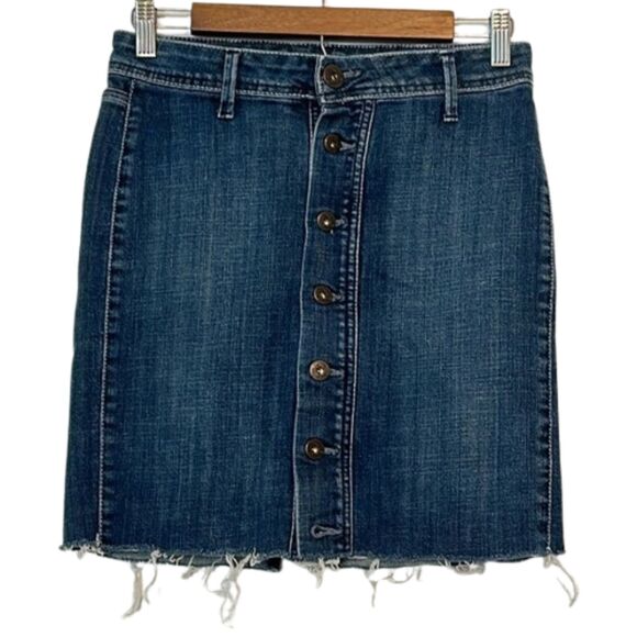 Vintage Jordache 90s Denim Mini Skirt Button Front Womens 26 Raw Hem Y2K - Picture 1 of 7